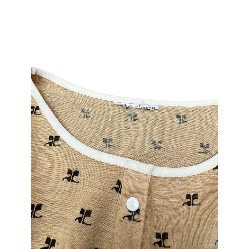 1970s Beige Courreges logo t-shirt