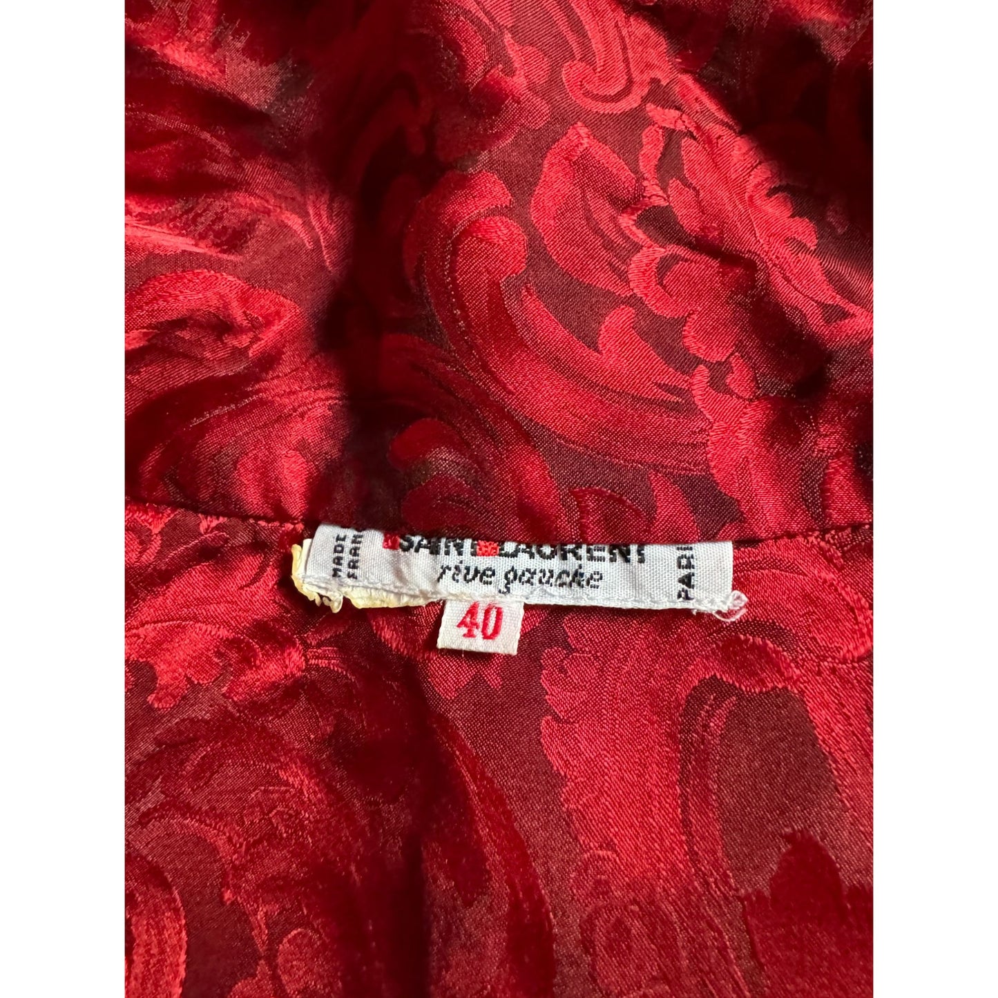 Red Silk Shirt with Built-In Scarf