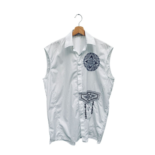 Phoebe Philo Spring 2017 Sleeveless Embroidered Shirt