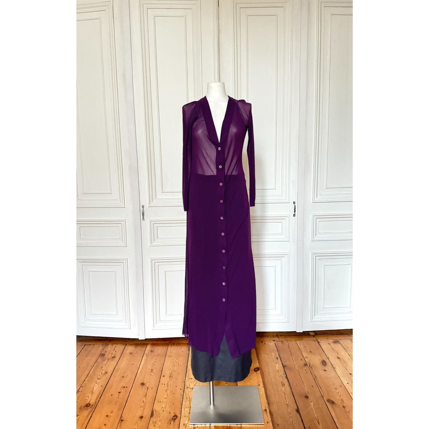 Maille Vintage Purple Mesh Long Cardigan / Dress 