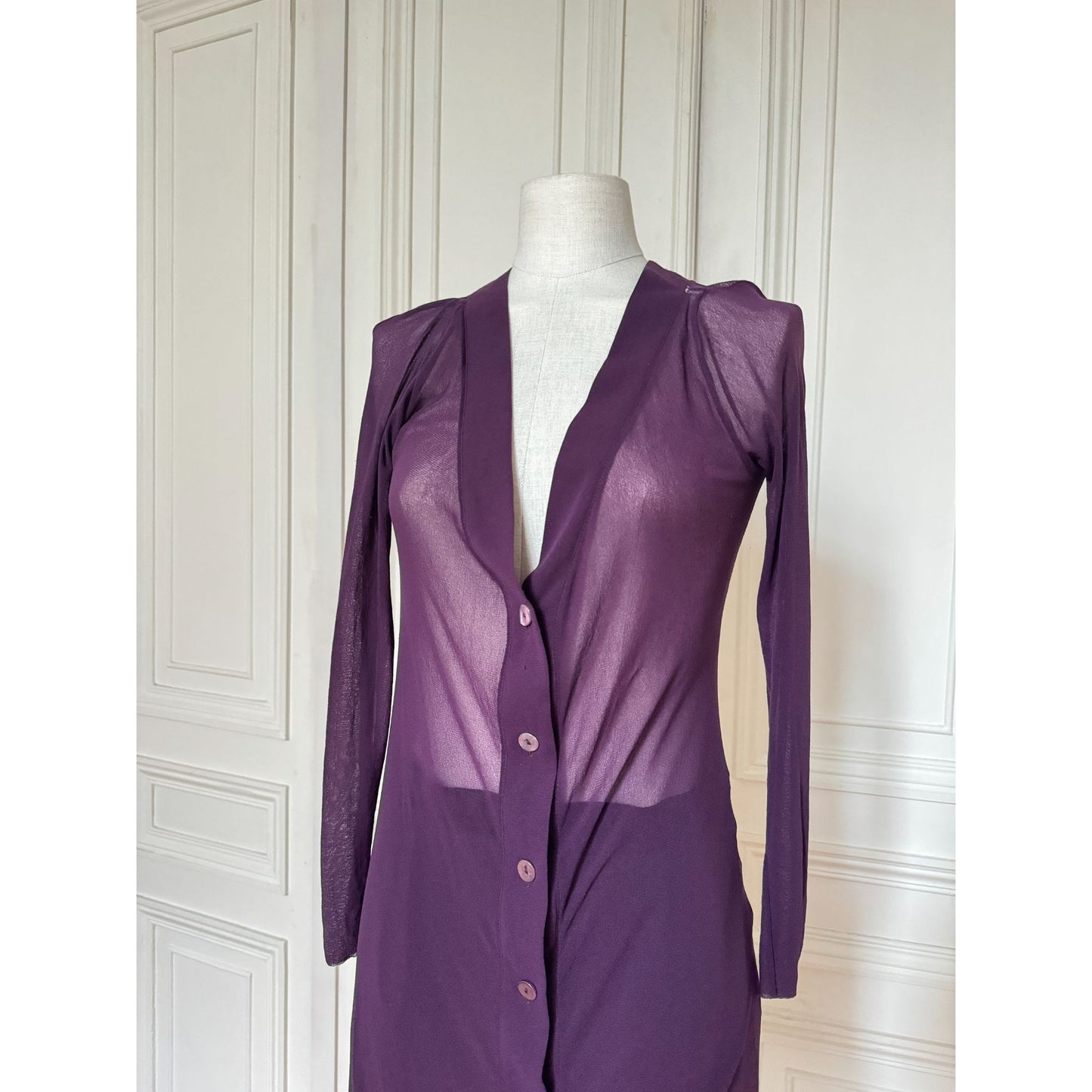 Maille Vintage Purple Mesh Long Cardigan / Dress 