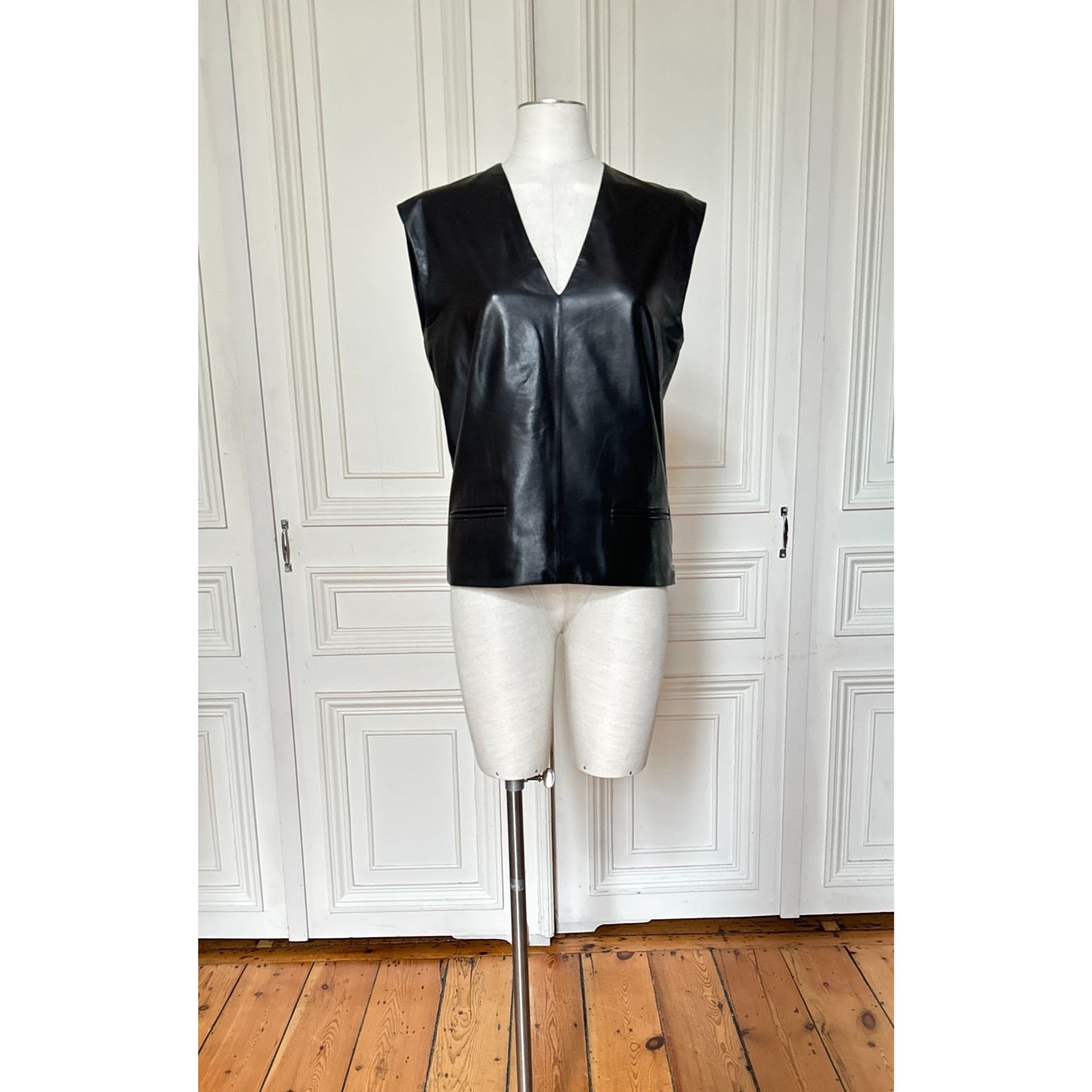 Phoebe Philo Black Lambskin Leather Vest