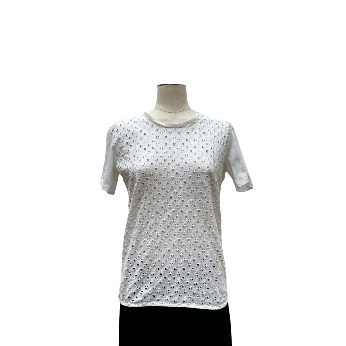 2012 White Broderie Anglaise Cotton T-Shirt