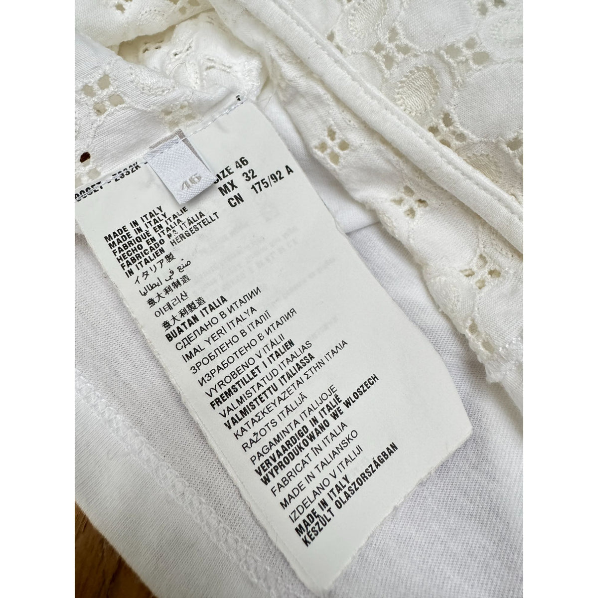 2012 White Broderie Anglaise Cotton T-Shirt