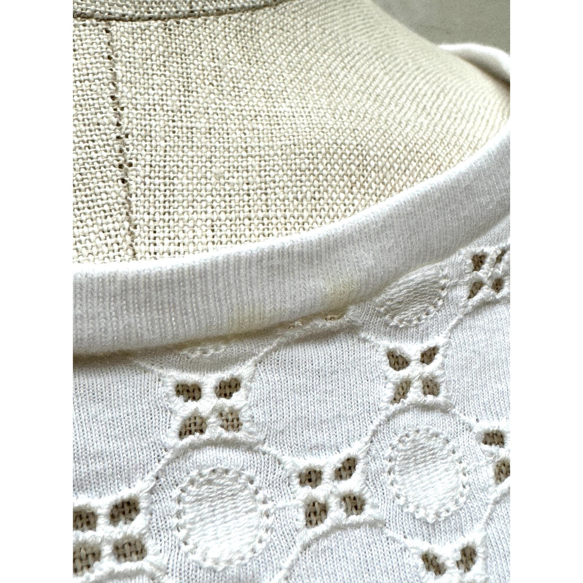 2012 White Broderie Anglaise Cotton T-Shirt