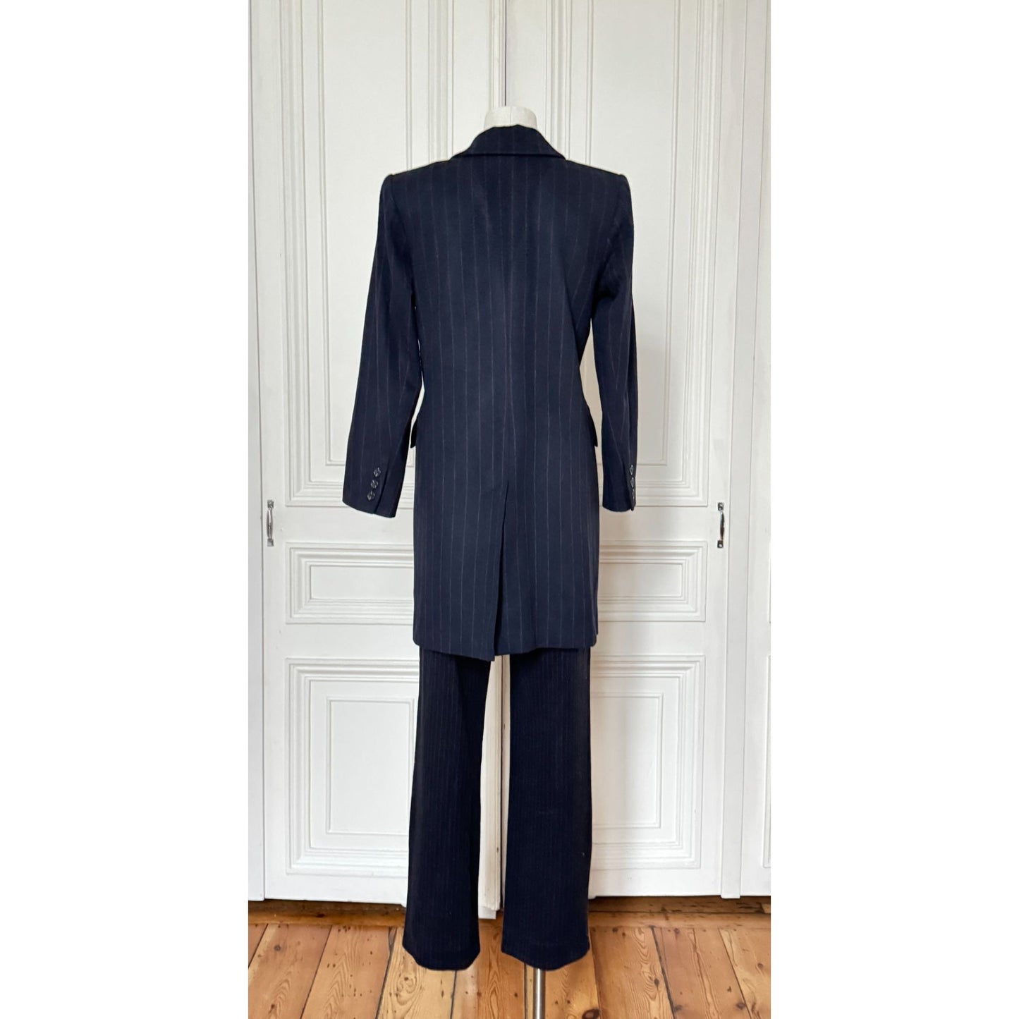 FW 1999 Dark Navy &amp; Brown Pinstripe Wool-Cashmere Suit