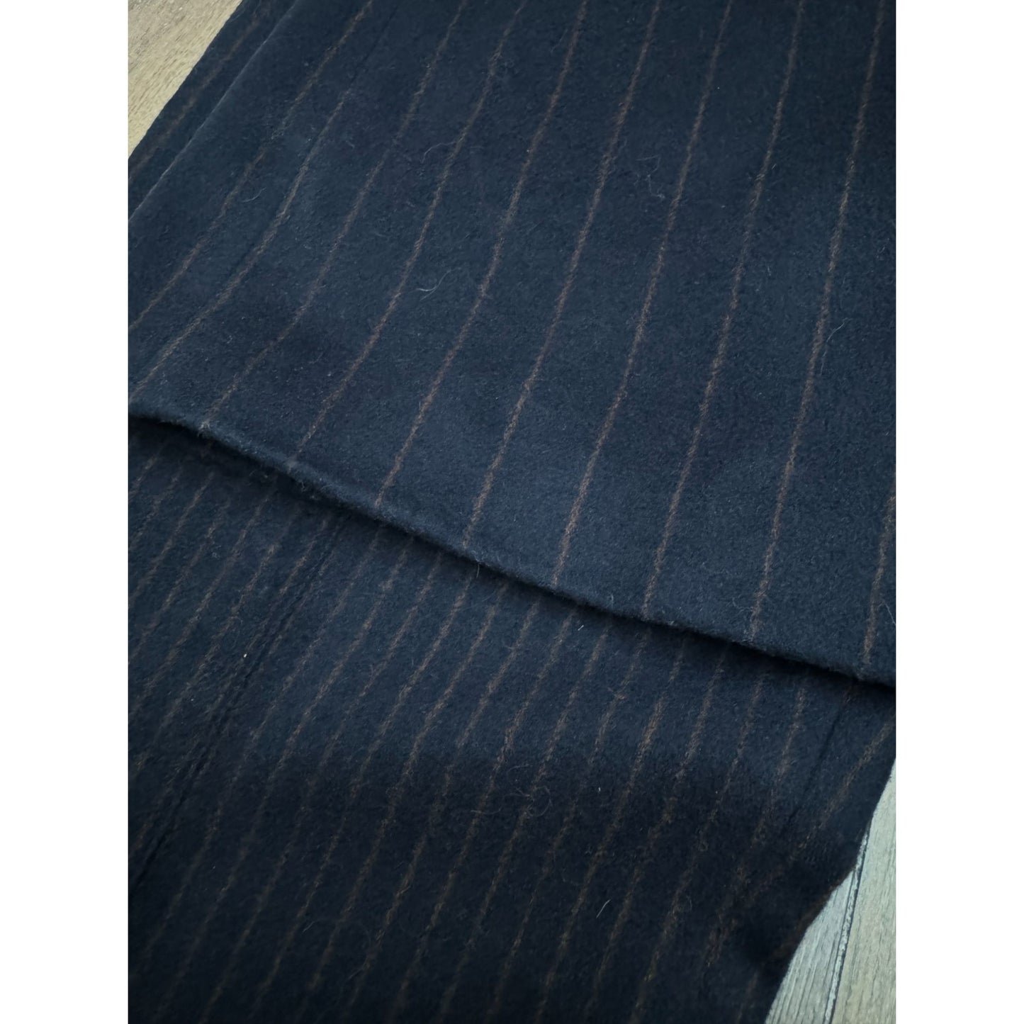 FW 1999 Dark Navy &amp; Brown Pinstripe Wool-Cashmere Suit