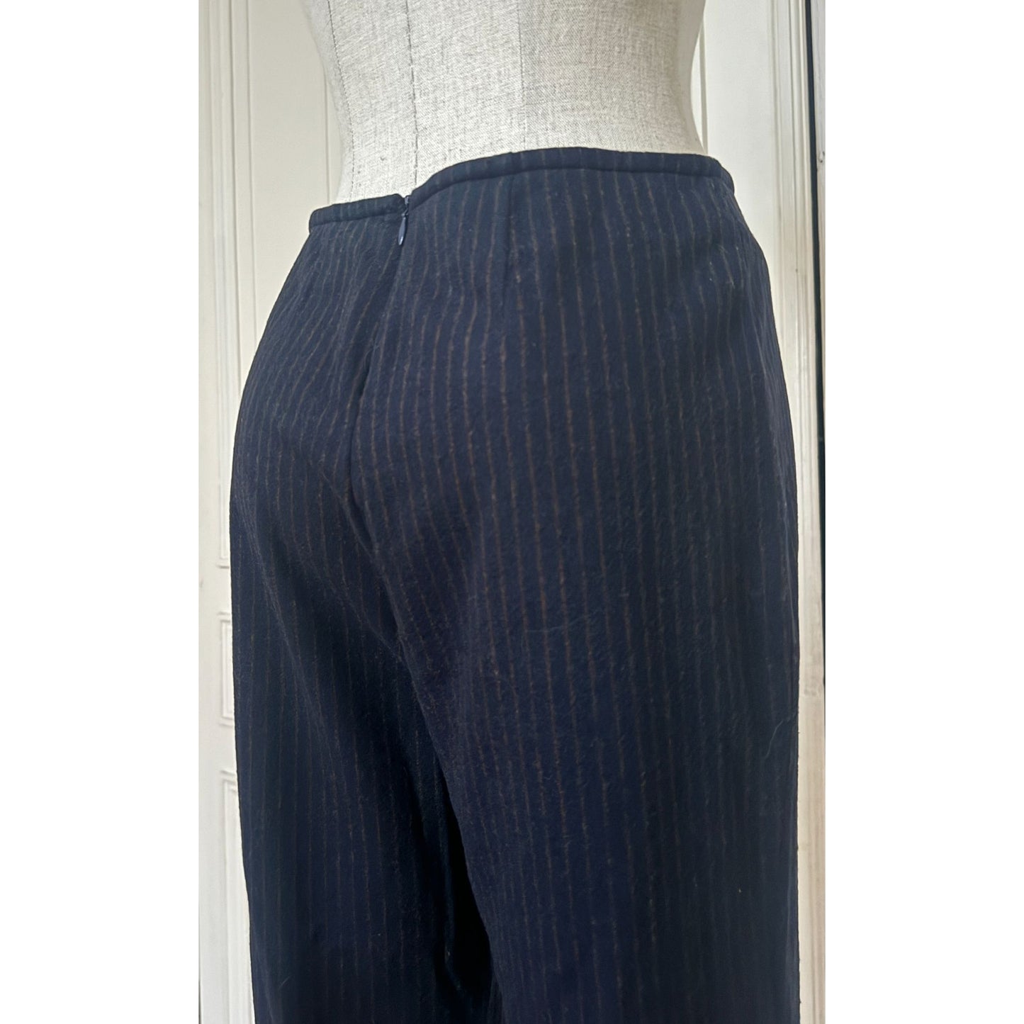 FW 1999 Dark Navy &amp; Brown Pinstripe Wool-Cashmere Suit