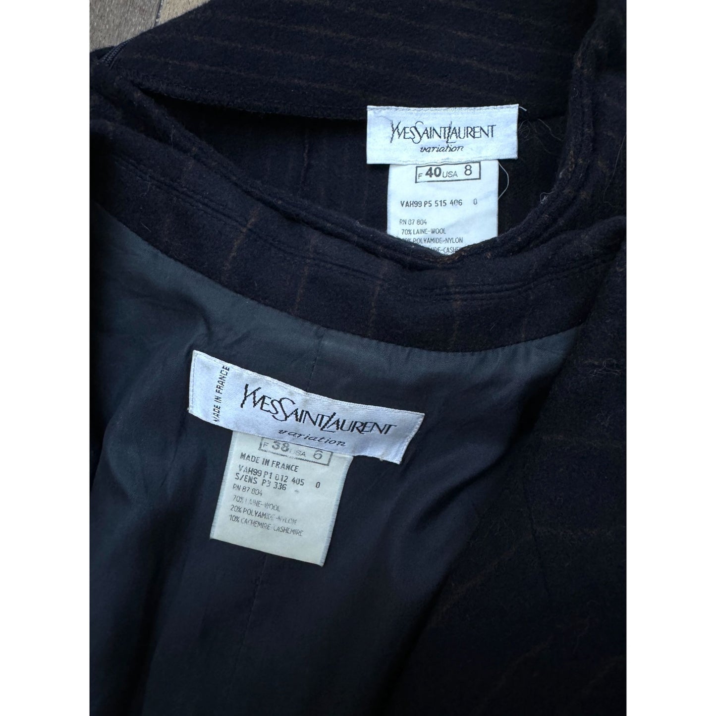 FW 1999 Dark Navy &amp; Brown Pinstripe Wool-Cashmere Suit