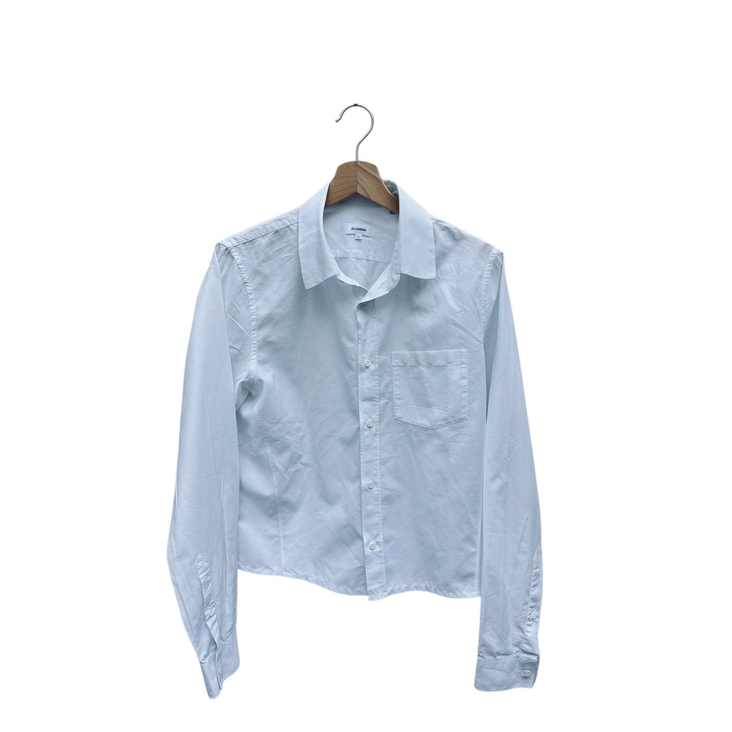 White Cotton Cropped Shirt 