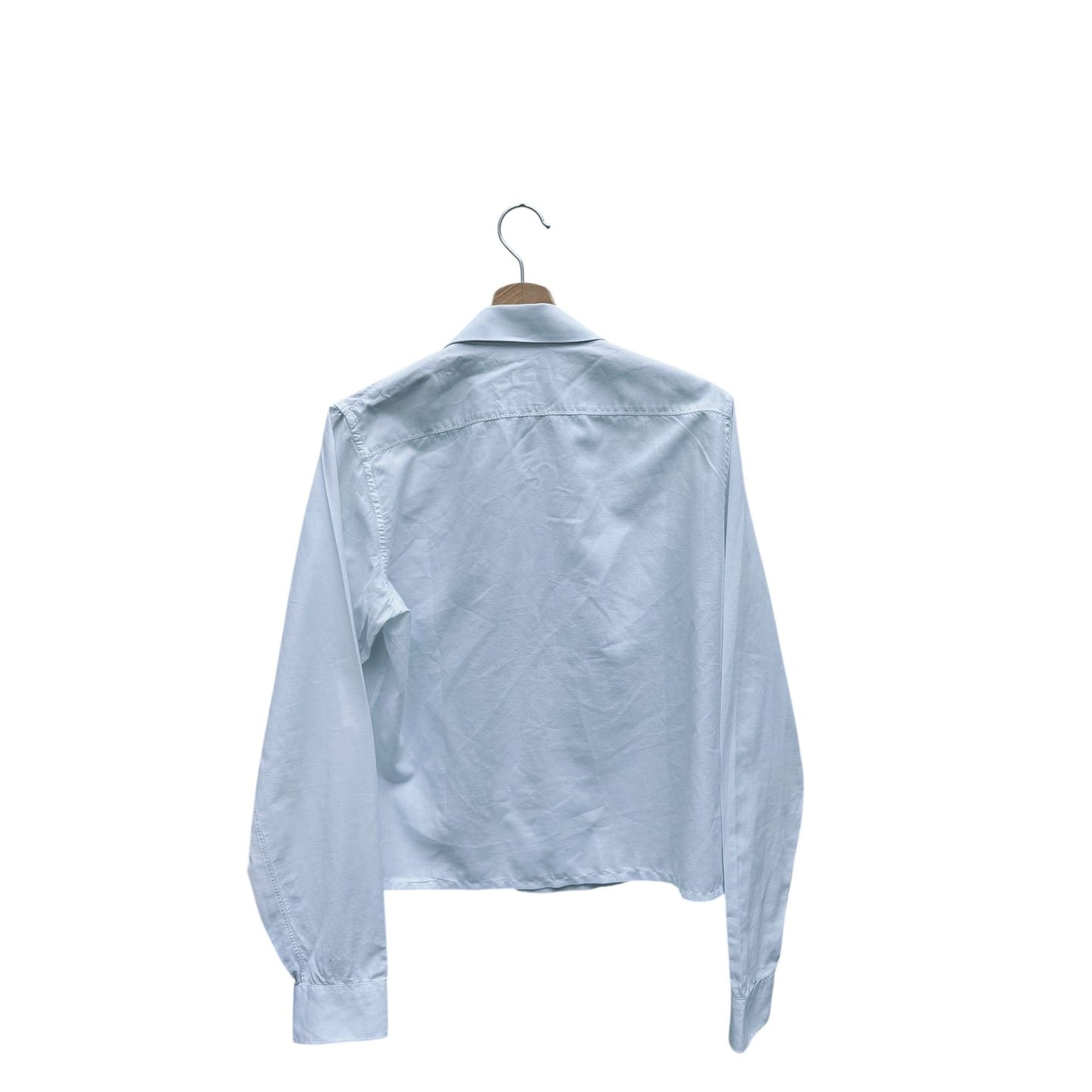 White Cotton Cropped Shirt 