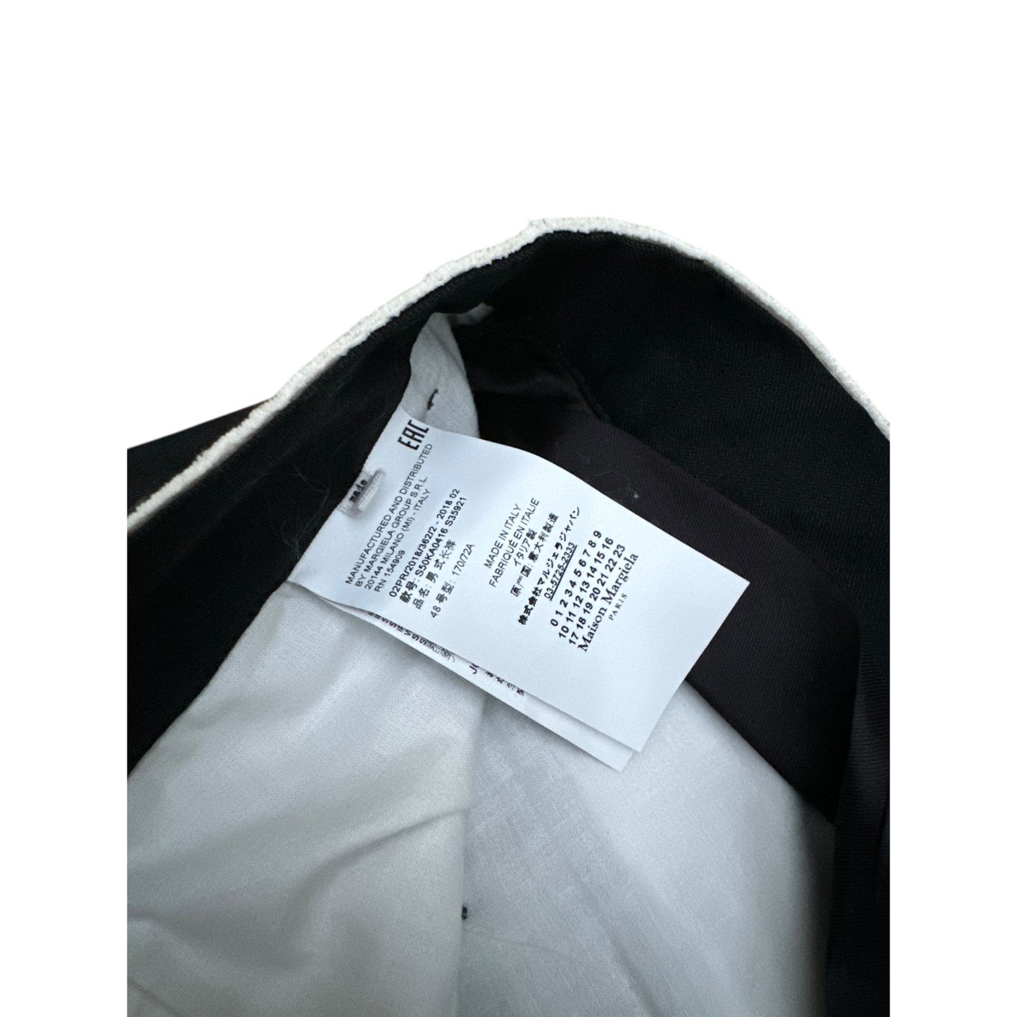 Black Mohair-Wool Straight-Leg Trousers with Reverse Waist Detail 