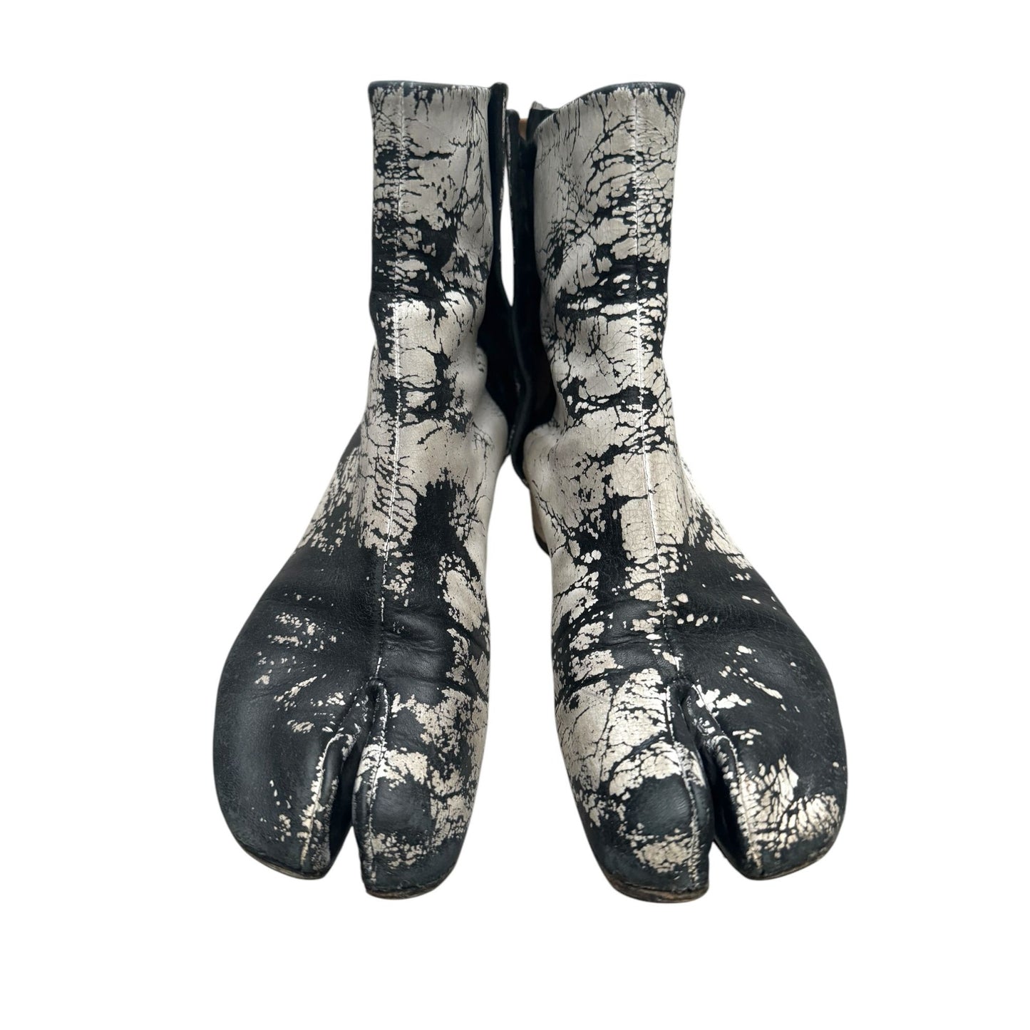 White Black Painted Tabi Boots