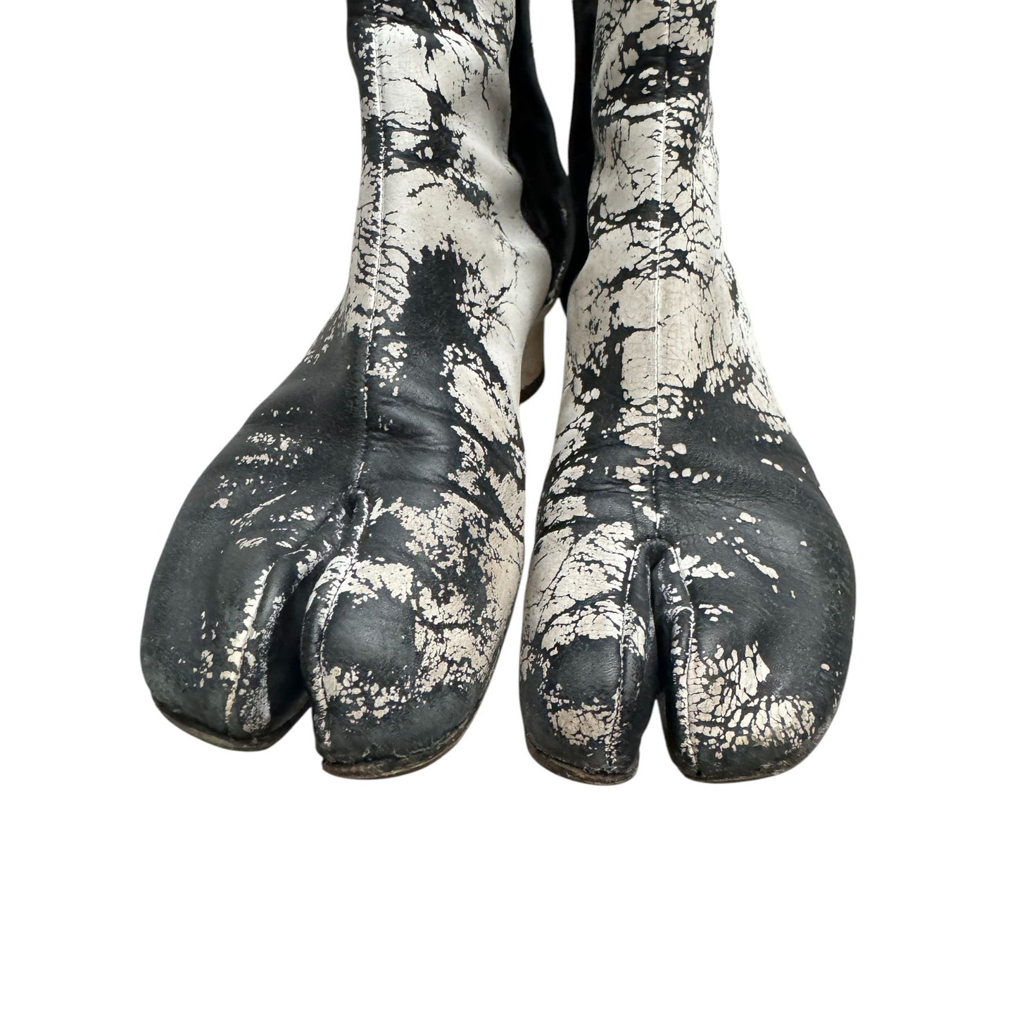 White Black Painted Tabi Boots
