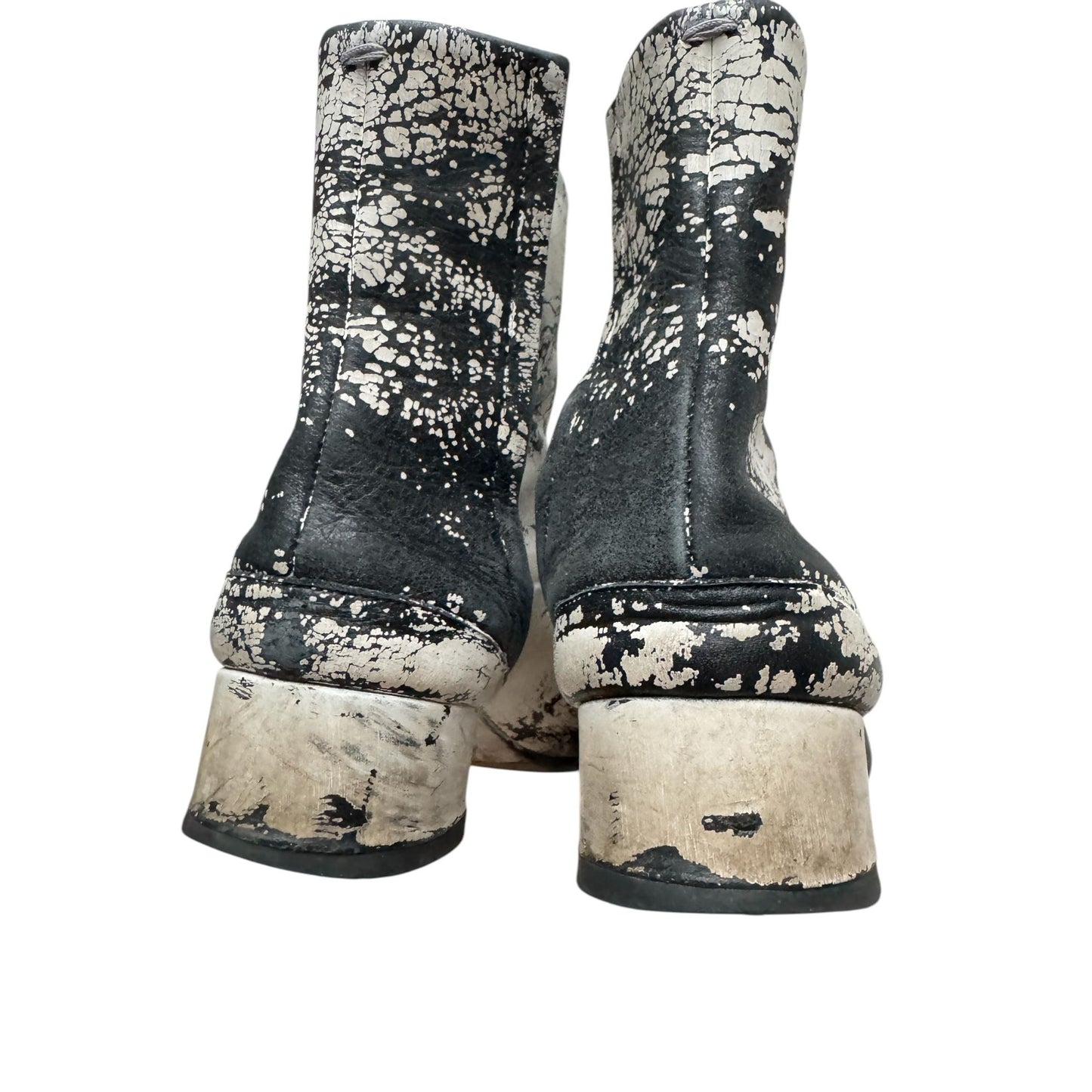 White Black Painted Tabi Boots
