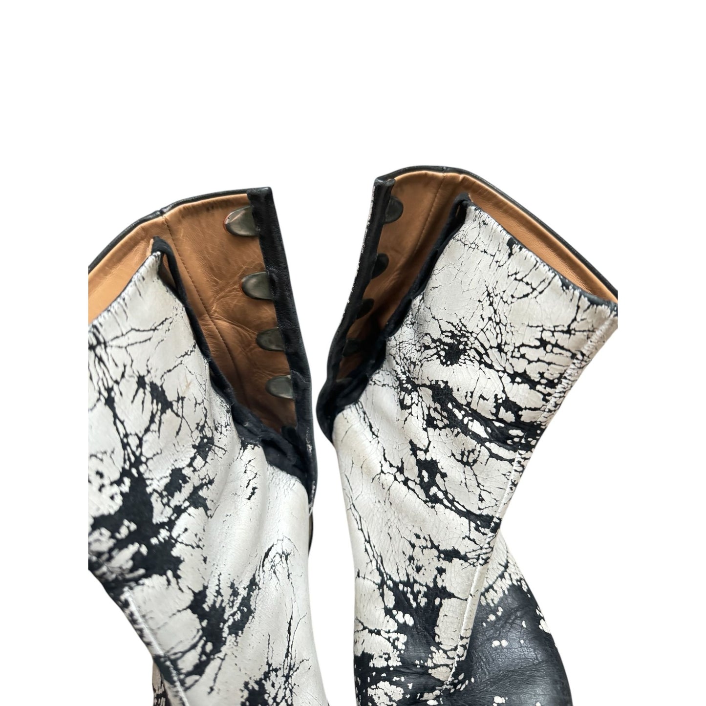 White Black Painted Tabi Boots