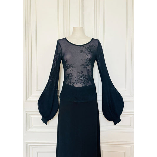 Spring/Summer 2005 Black Floral Lace Balloon-Sleeve Top 