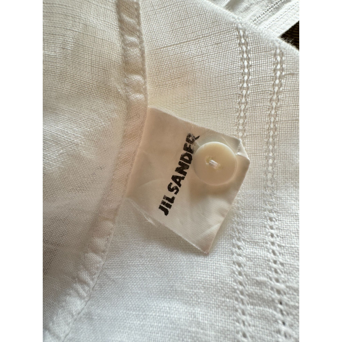 1980s White Linen Blend Sleeveless Blouse