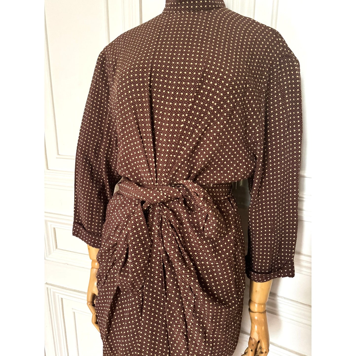 Vintage Brown Wool Dot Dress