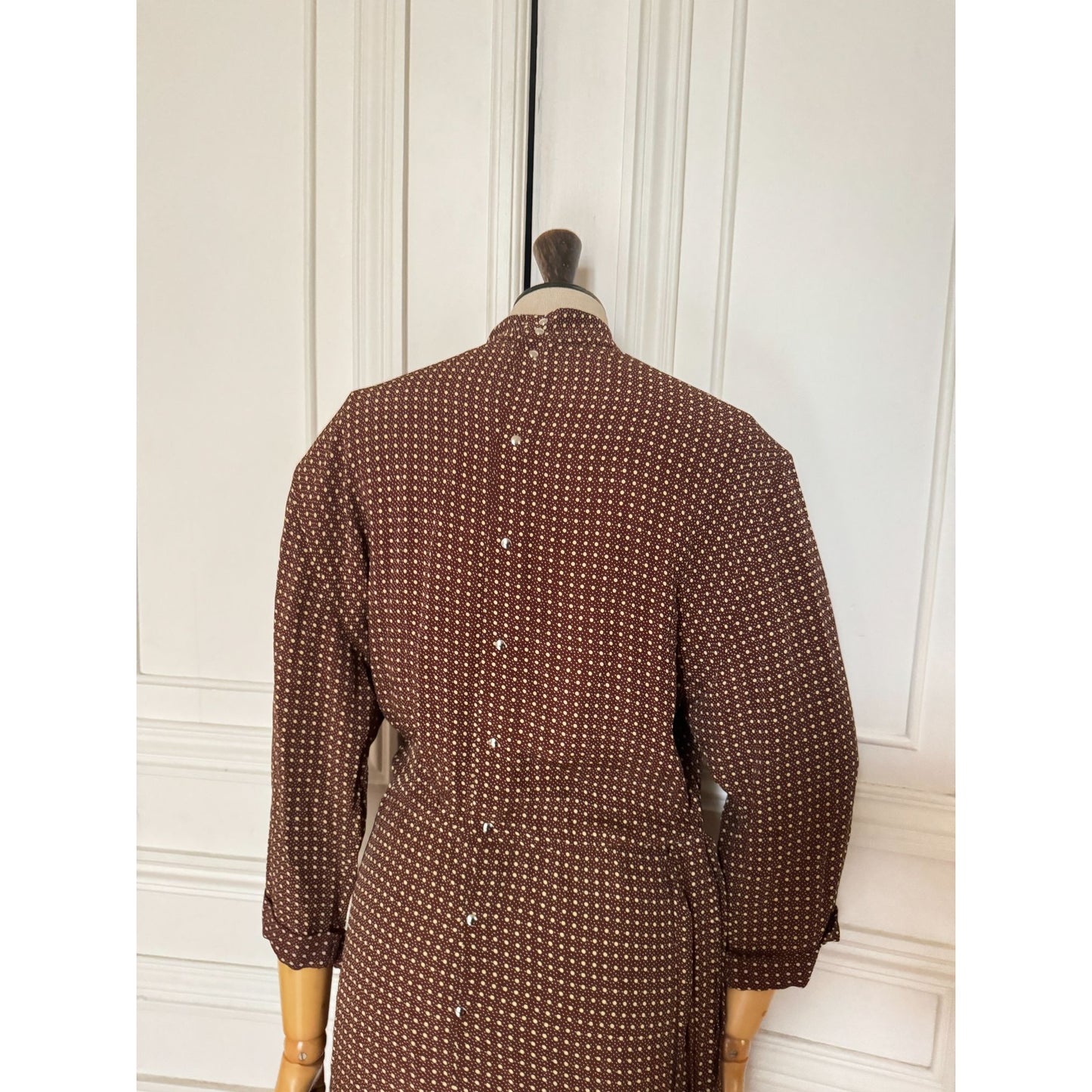 Vintage Brown Wool Dot Dress