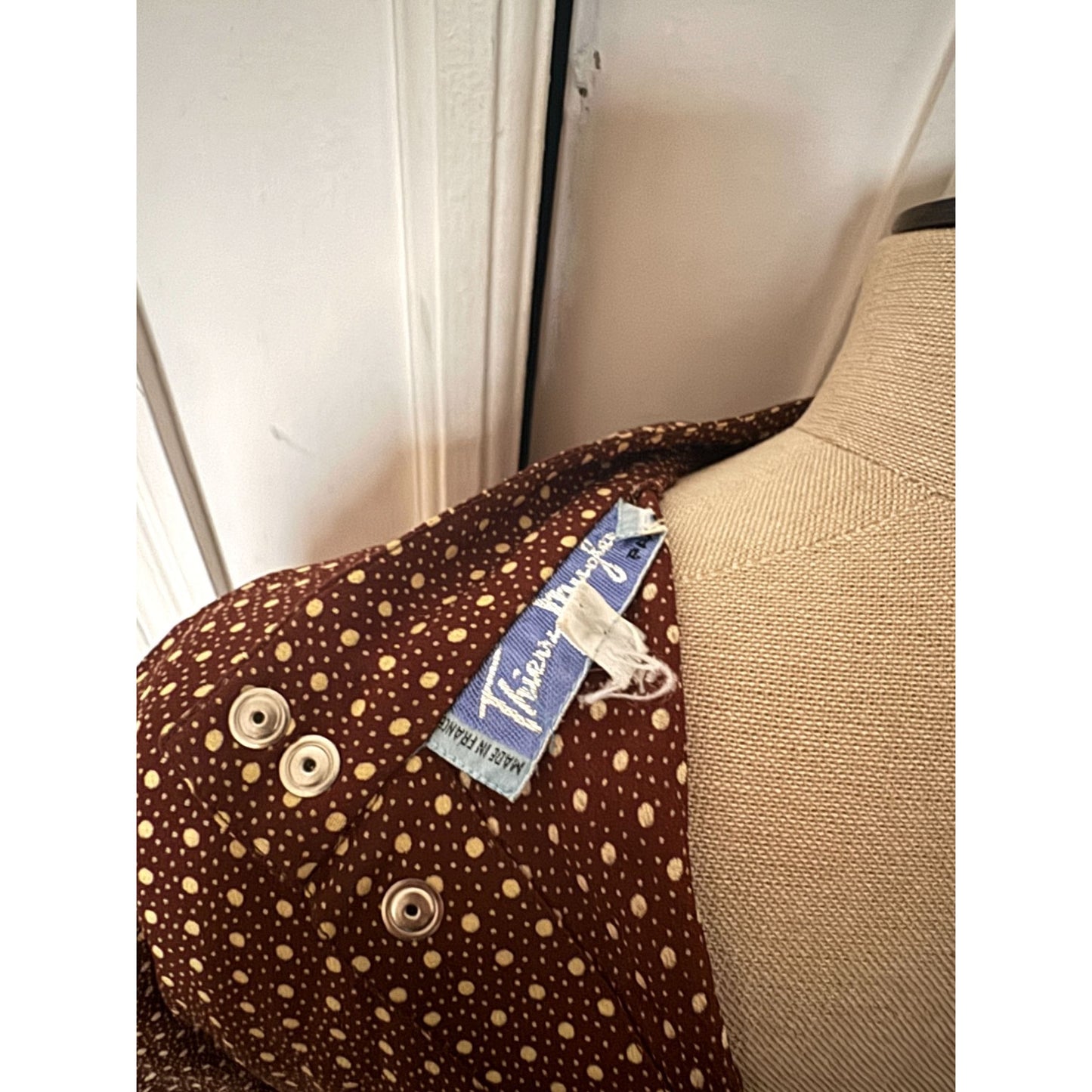 Vintage Brown Wool Dot Dress