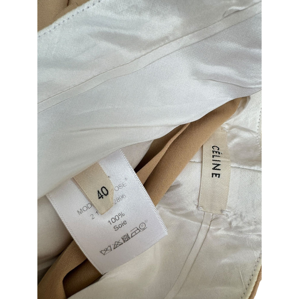 Phoebe Philo Beige Silk Wide Pants  Size 40 fits US 30