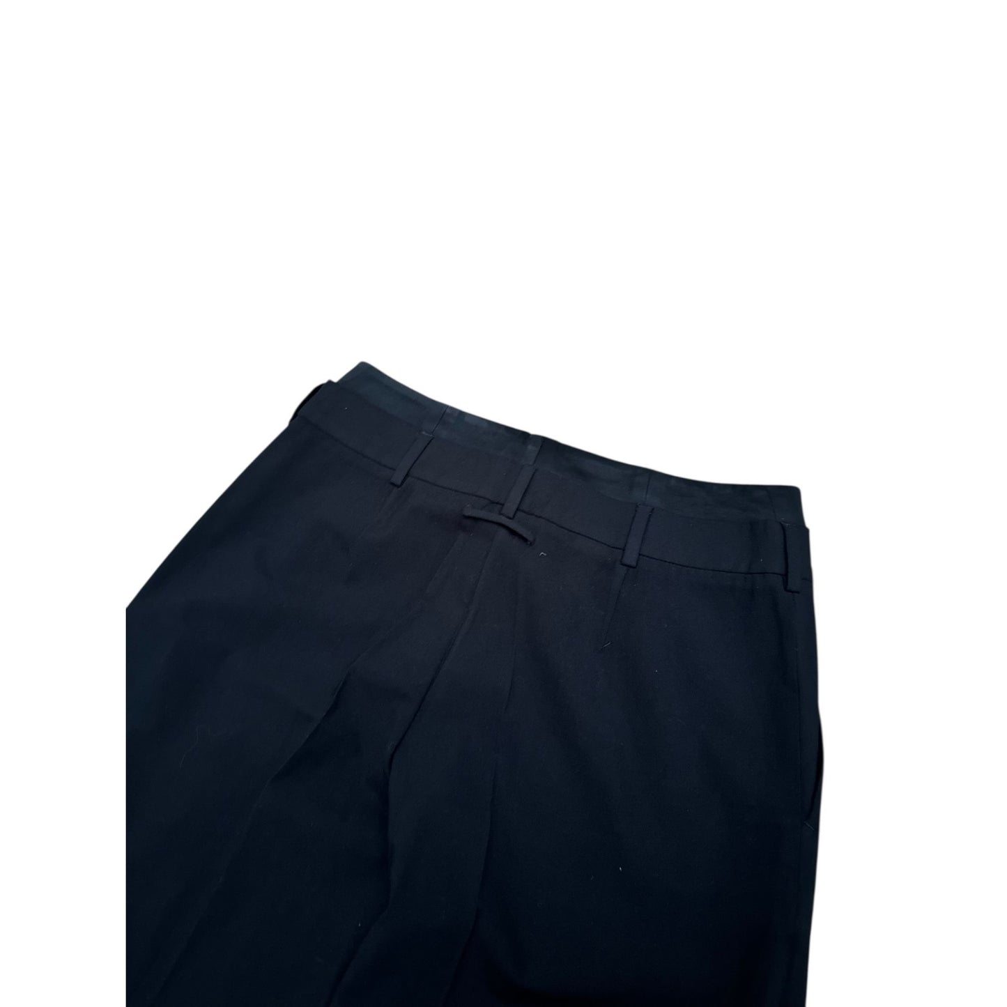Black Wool Wide-Leg Trousers with Silk Contrast
