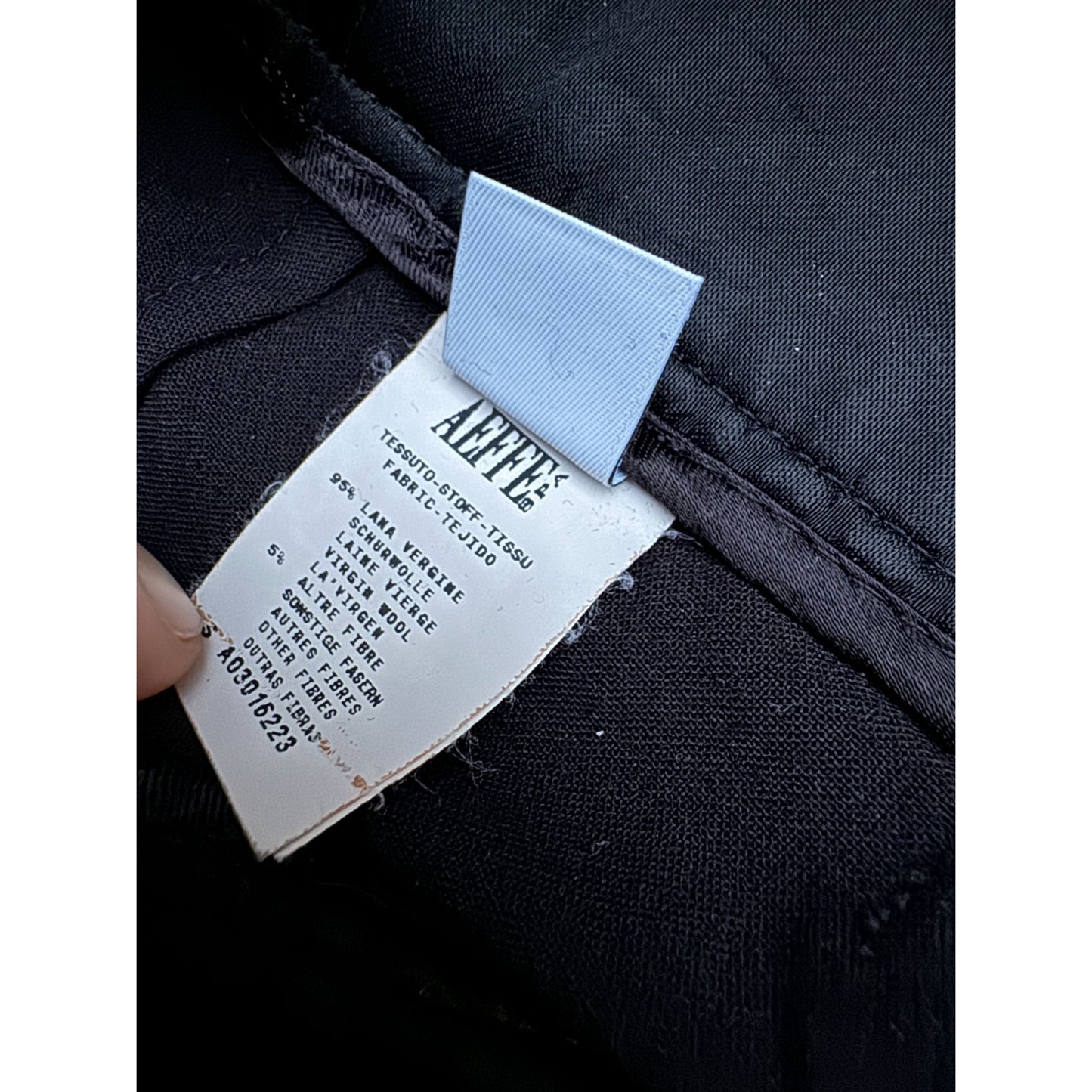 Black Wool Wide-Leg Trousers with Silk Contrast