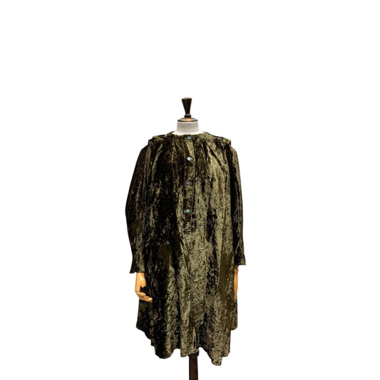 Late 1970s Brown / Gold / Champagne Rich Velvet Dress 