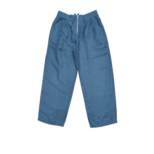 Navy Linen Wide-Leg Pants