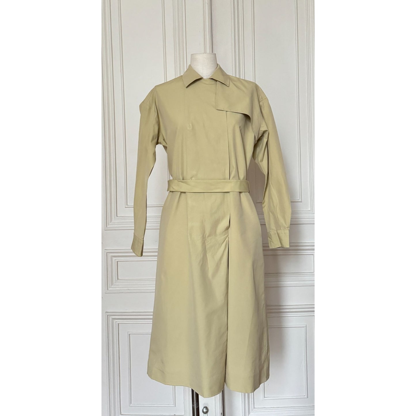 1980s Beige Cotton Belted Dress
