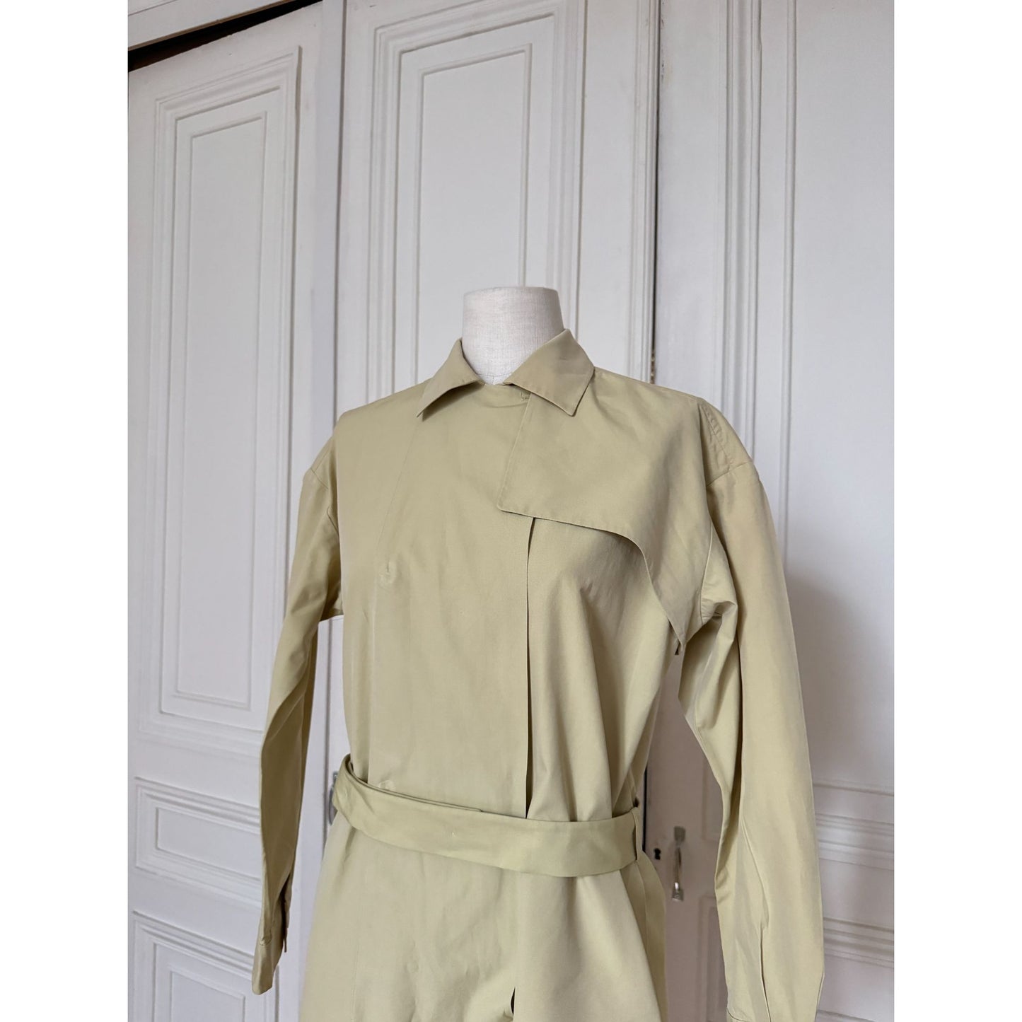 1980s Beige Cotton Belted Dress