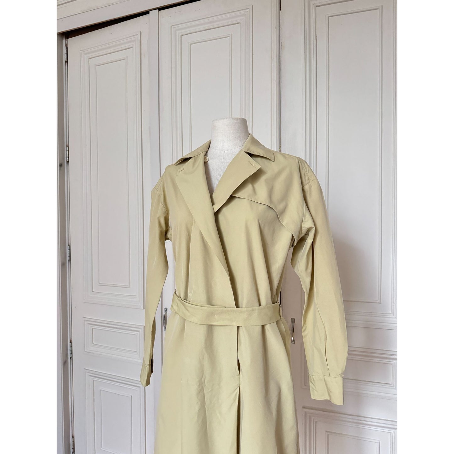1980s Beige Cotton Belted Dress