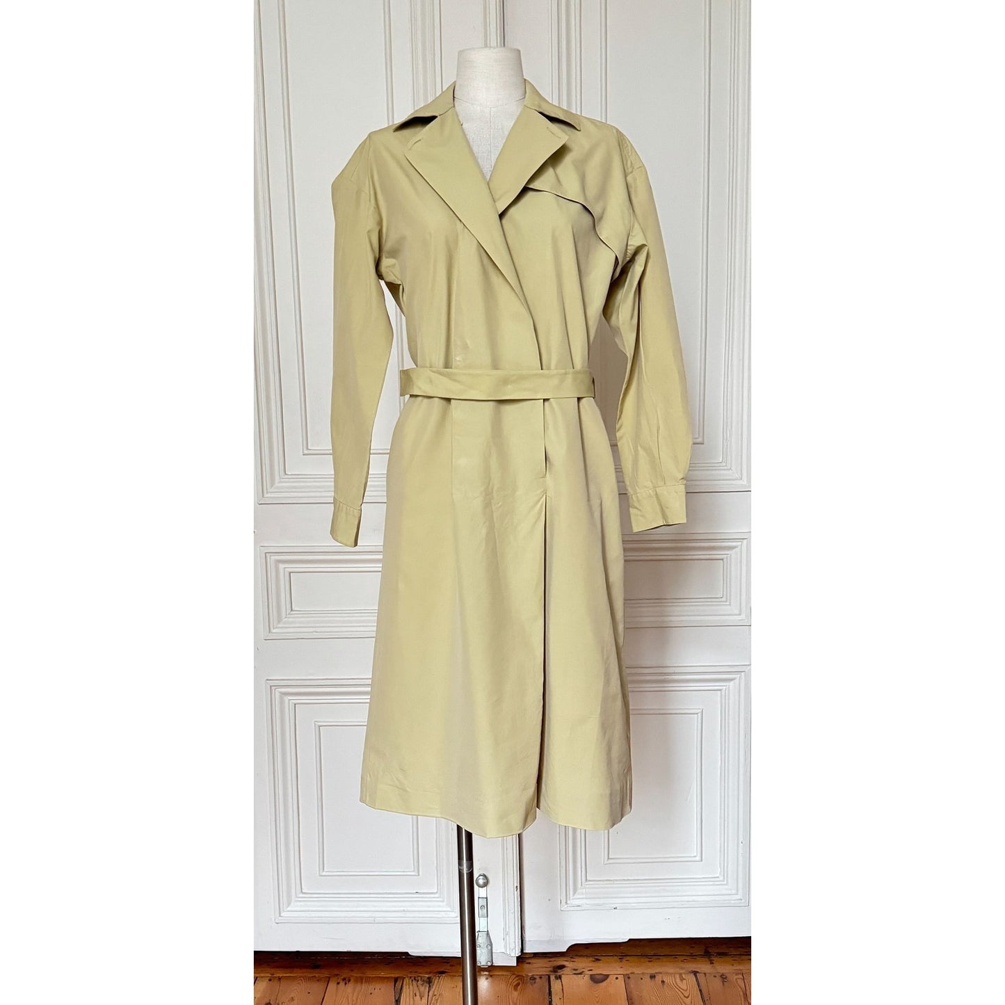 1980s Beige Cotton Belted Dress
