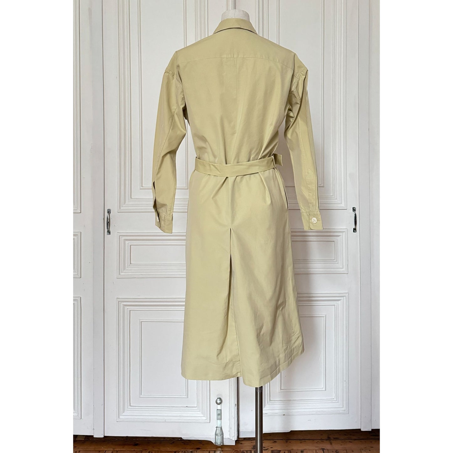 1980s Beige Cotton Belted Dress