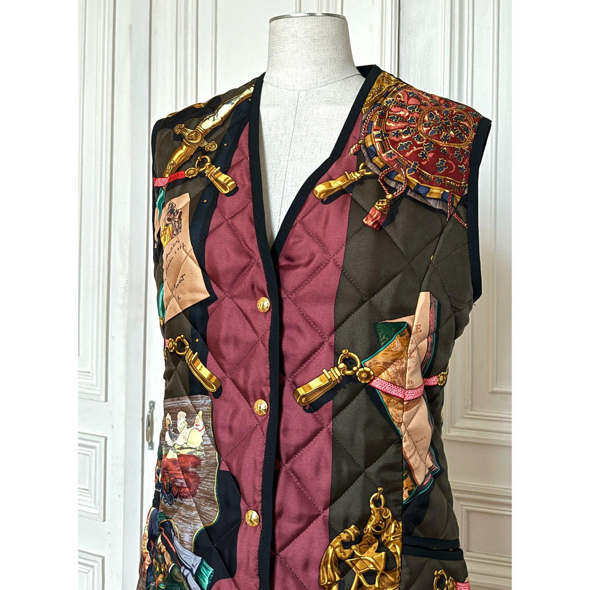 Reversible Printed Silk Quilted Vest