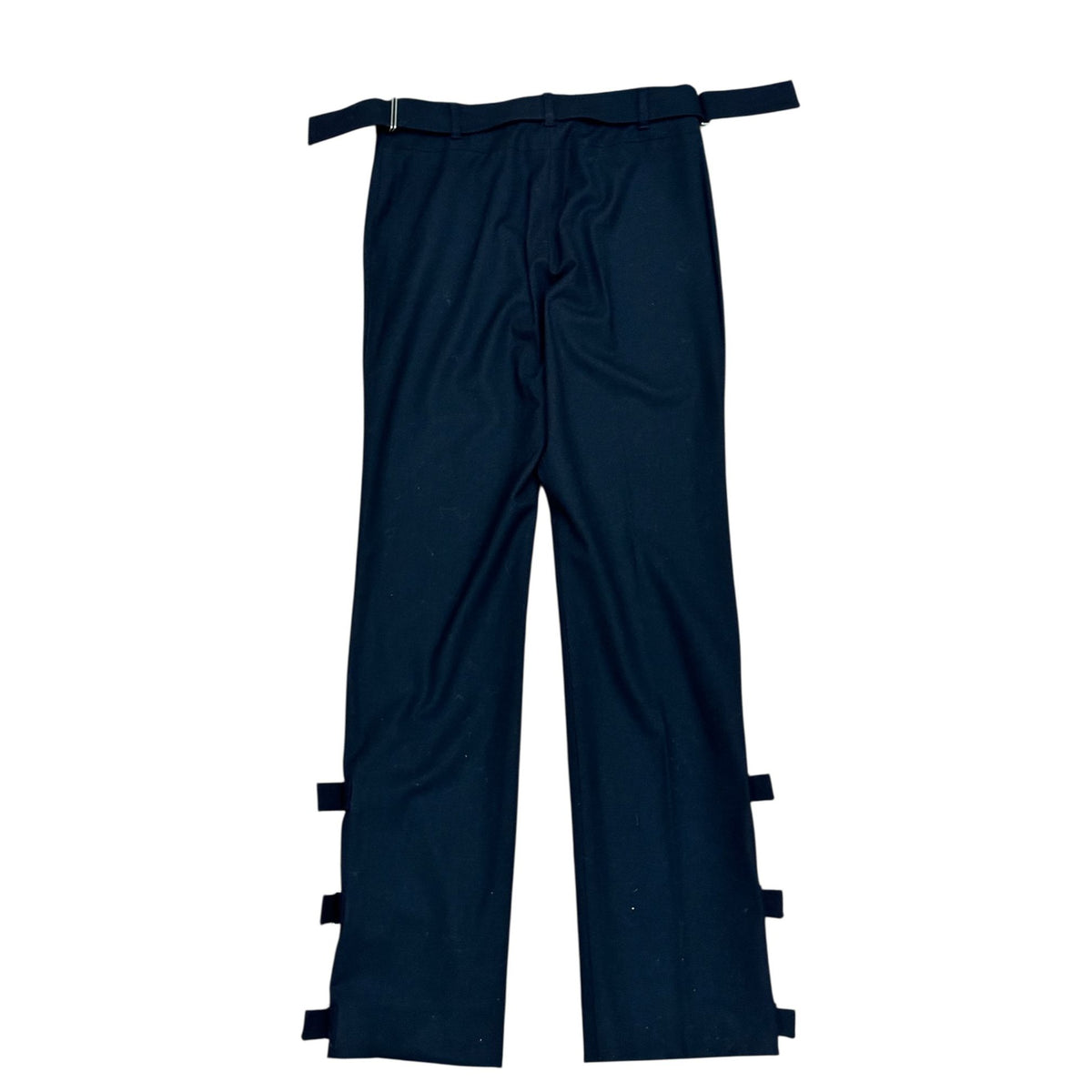 Black Wool Buckle-Strap Trousers