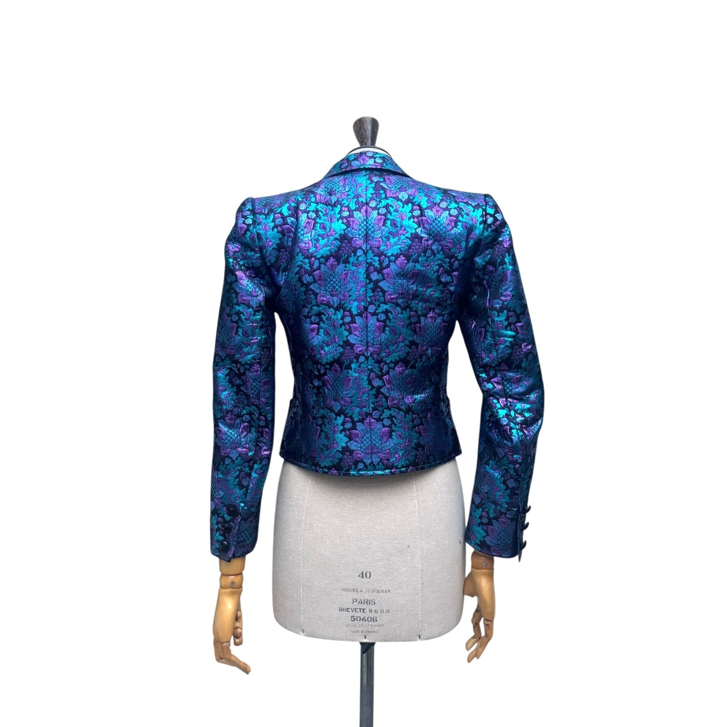 1980s Blue & Purple Brocade Blazer Jacket