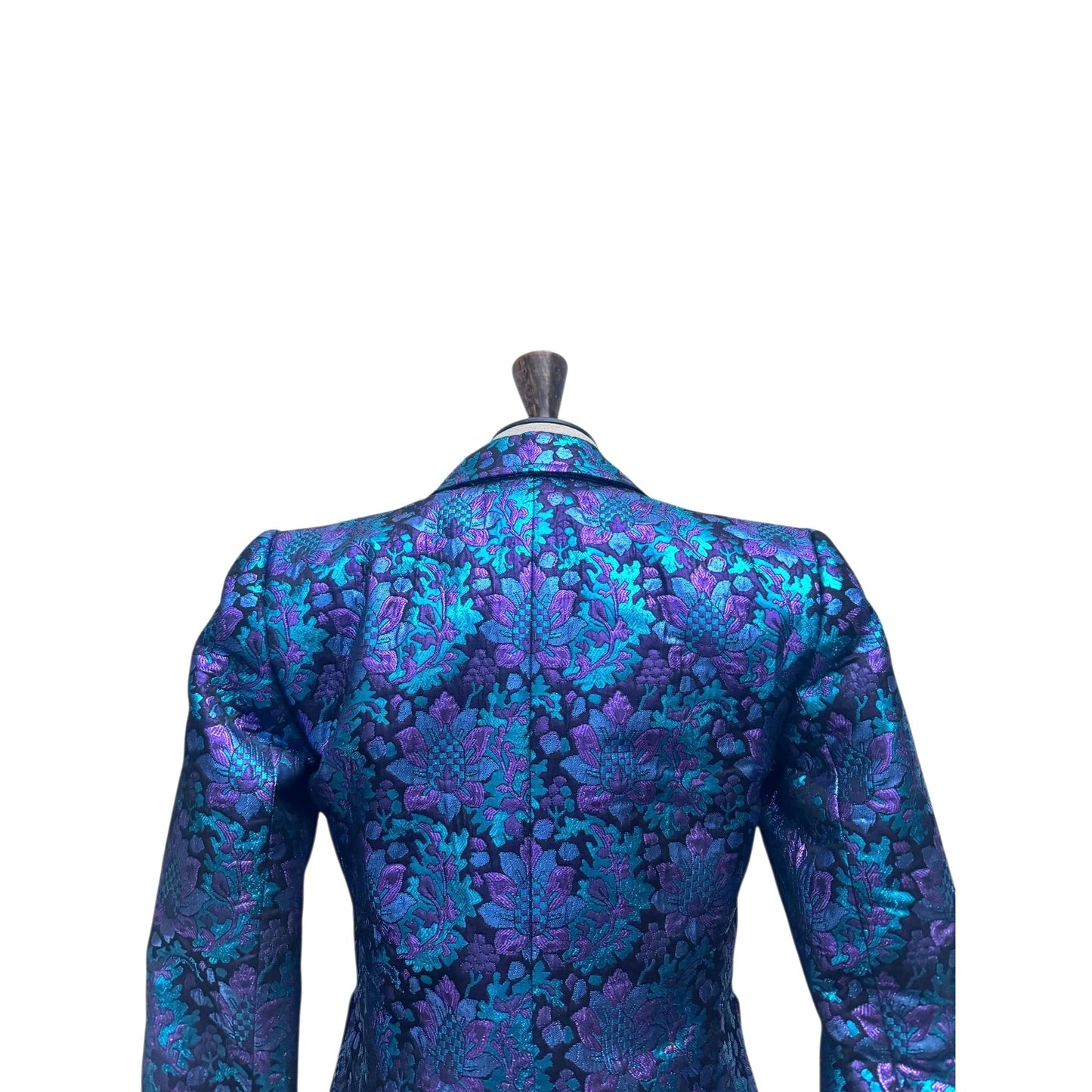 1980s Blue & Purple Brocade Blazer Jacket
