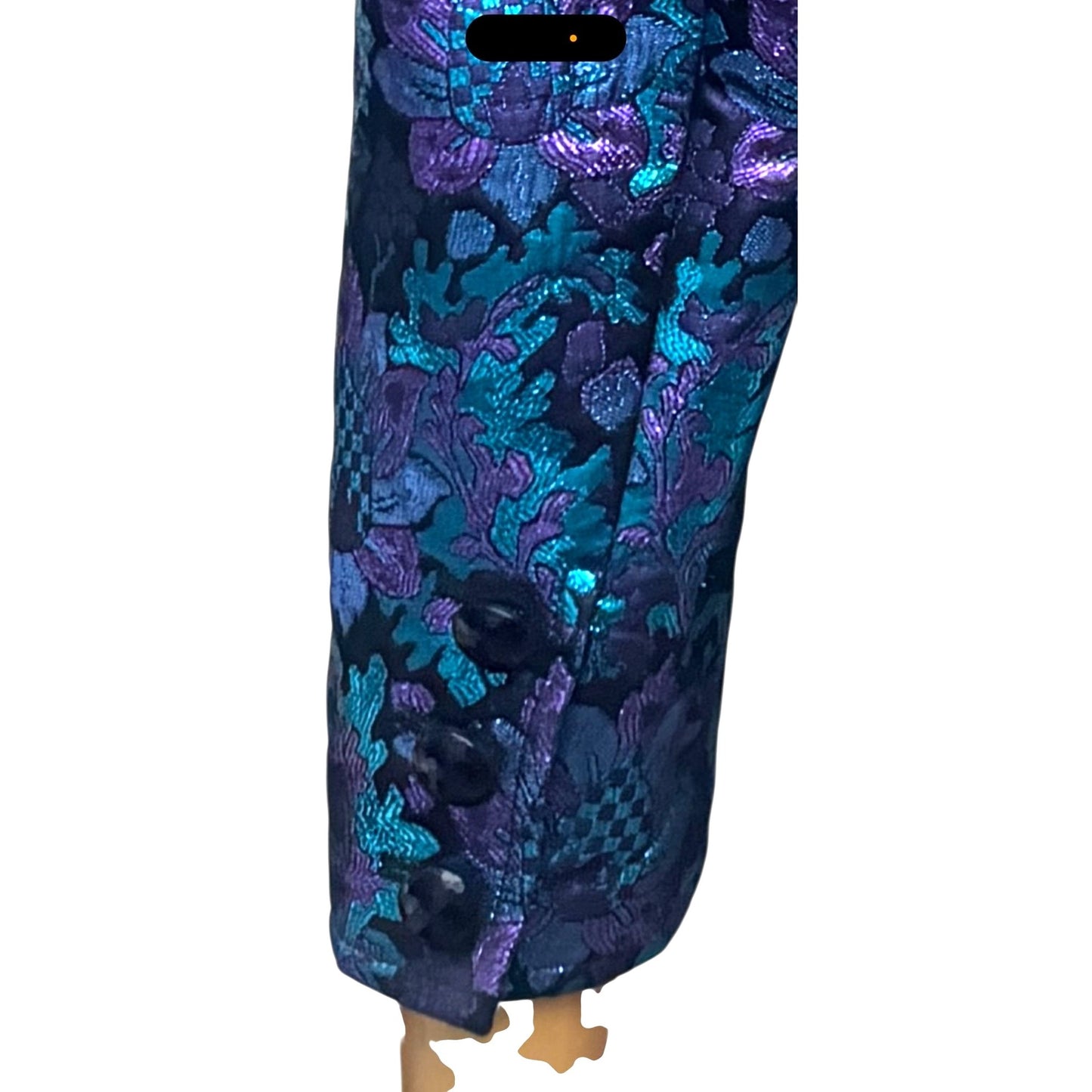 1980s Blue & Purple Brocade Blazer Jacket