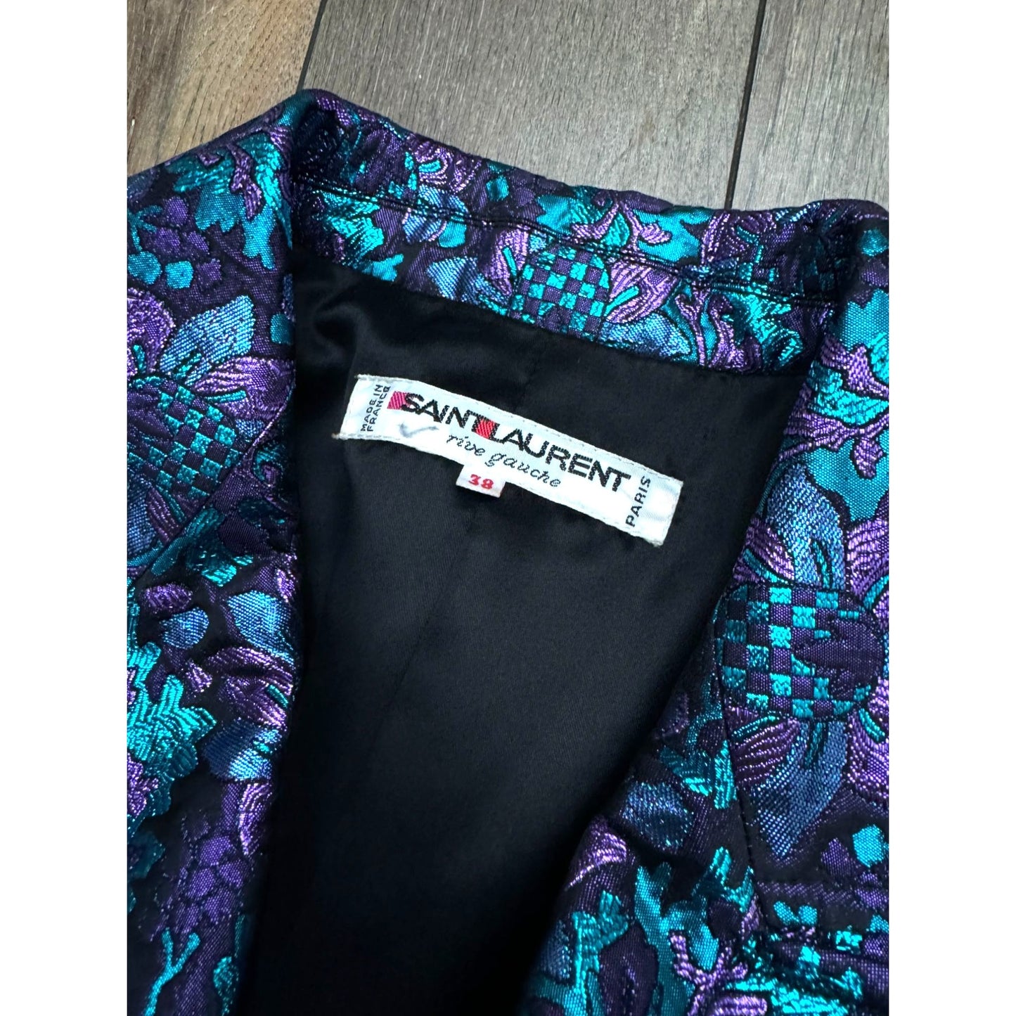 1980s Blue & Purple Brocade Blazer Jacket