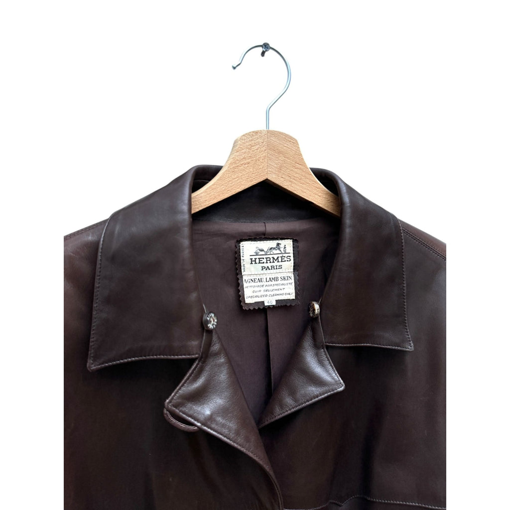 Brown Leather Belted Jacket