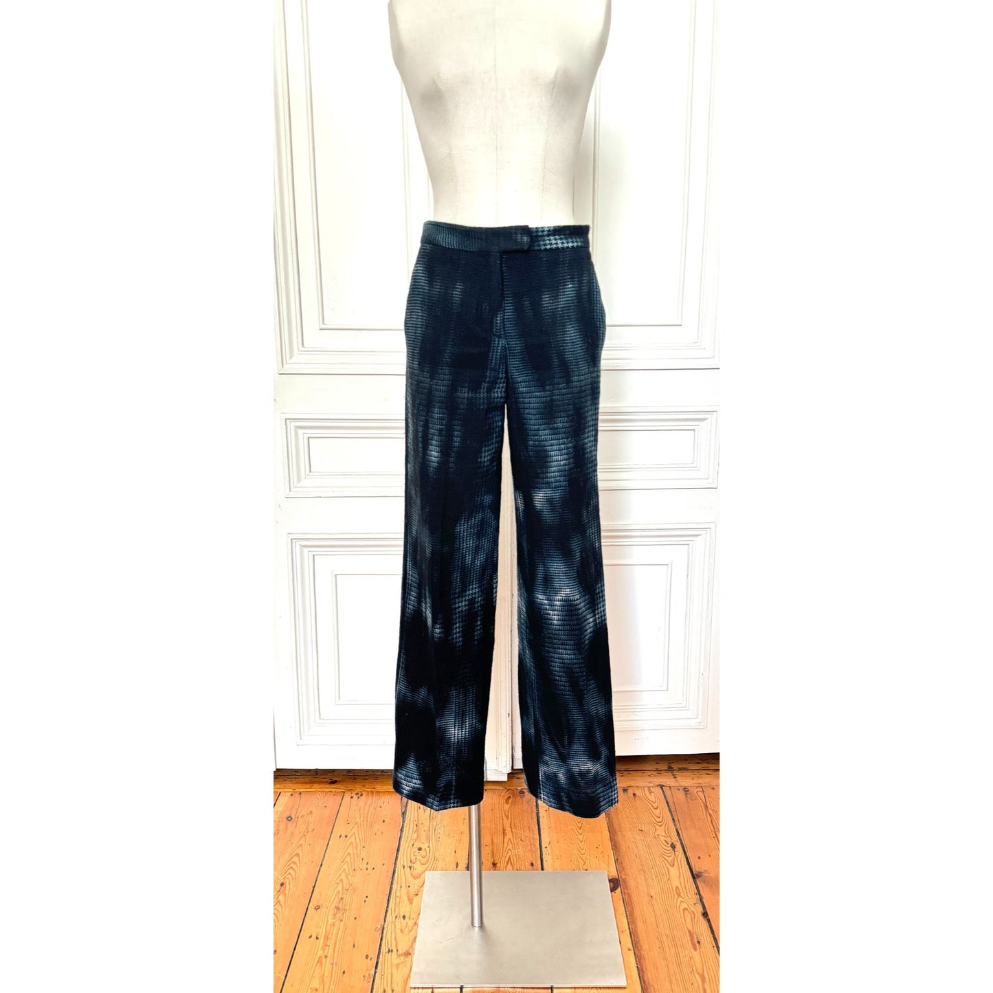 FW 2001 “What a Merry-Go-Round” Smoke Houndstooth Knit Wool Pants