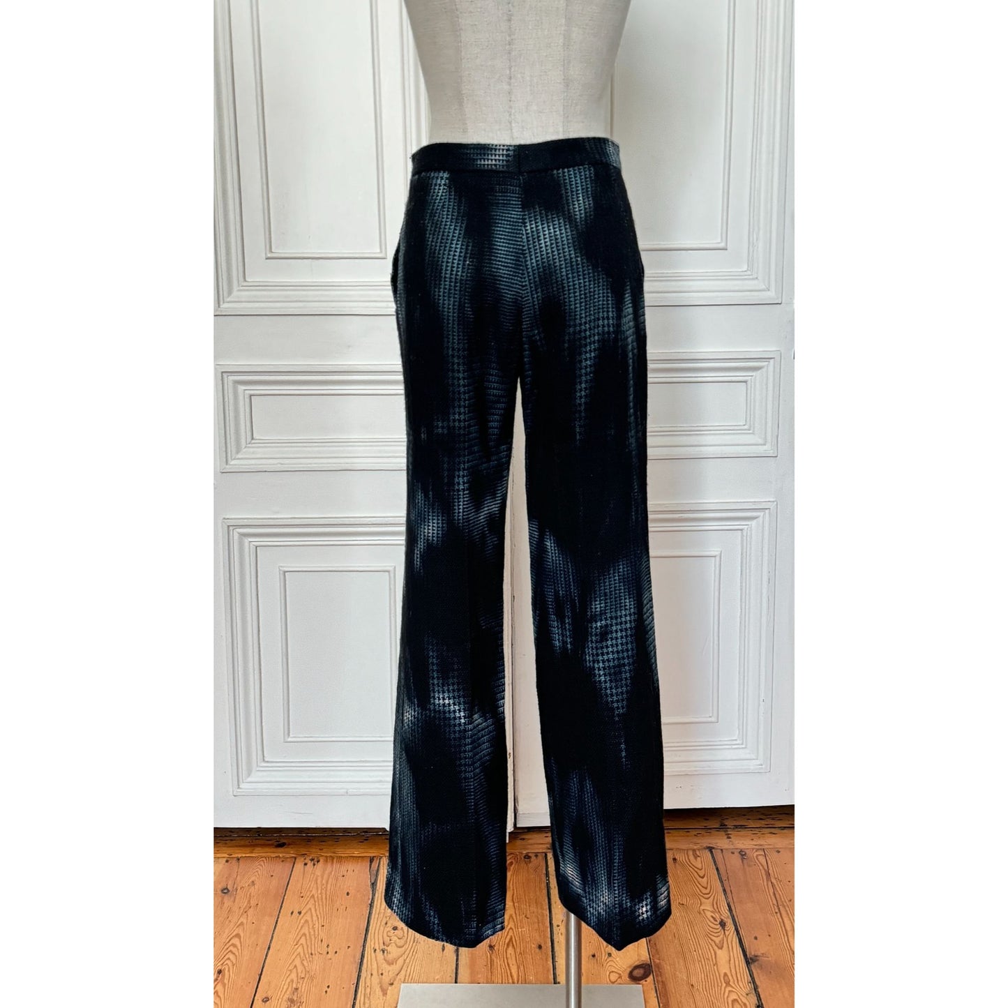 FW 2001 “What a Merry-Go-Round” Smoke Houndstooth Knit Wool Pants