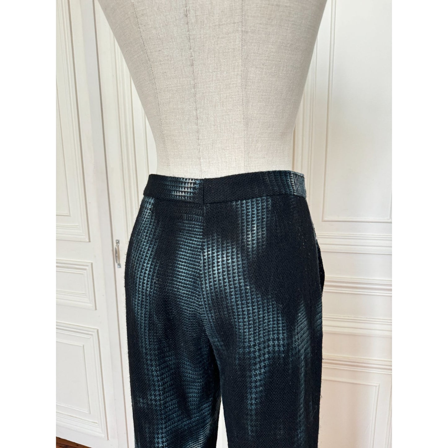 FW 2001 “What a Merry-Go-Round” Smoke Houndstooth Knit Wool Pants
