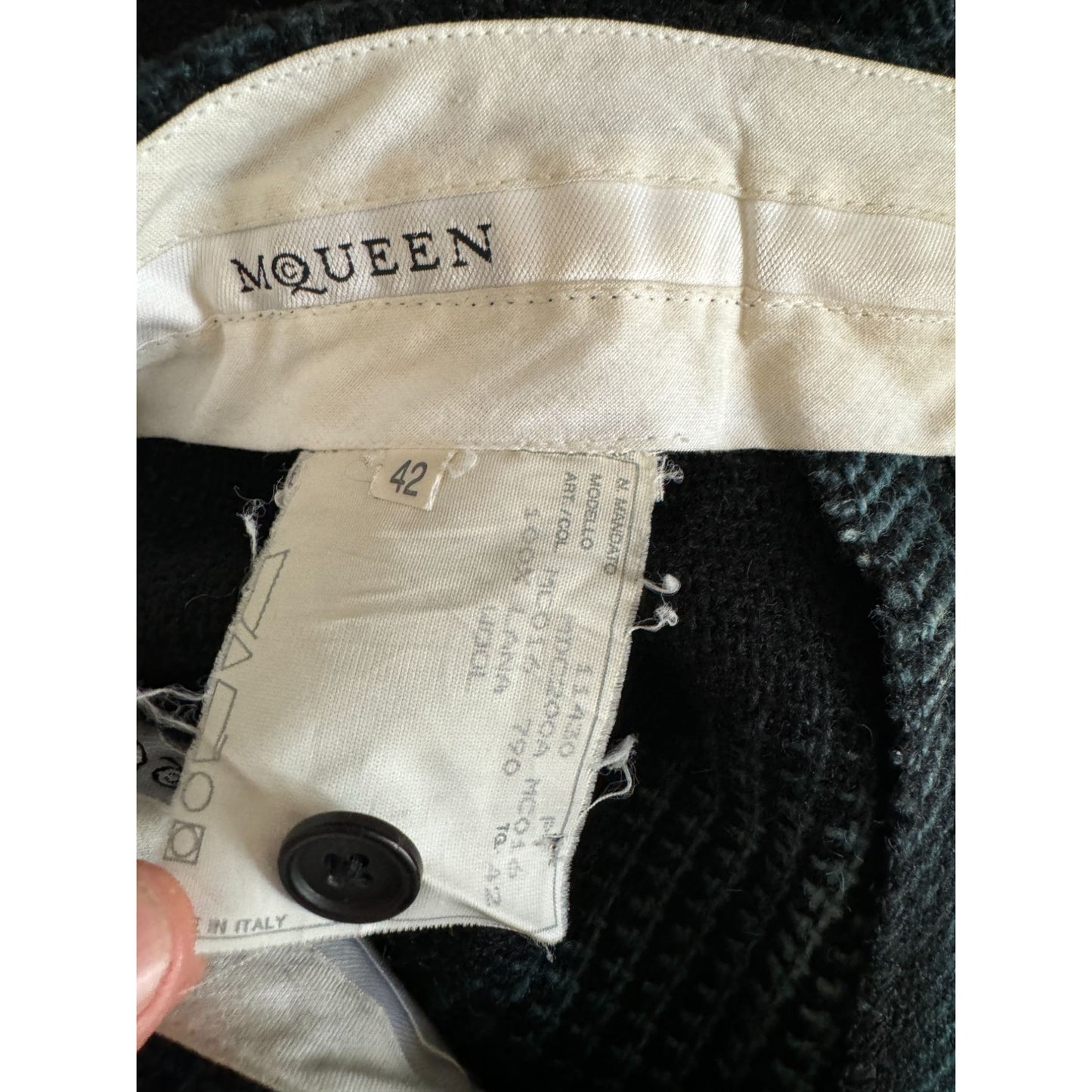 FW 2001 “What a Merry-Go-Round” Smoke Houndstooth Knit Wool Pants