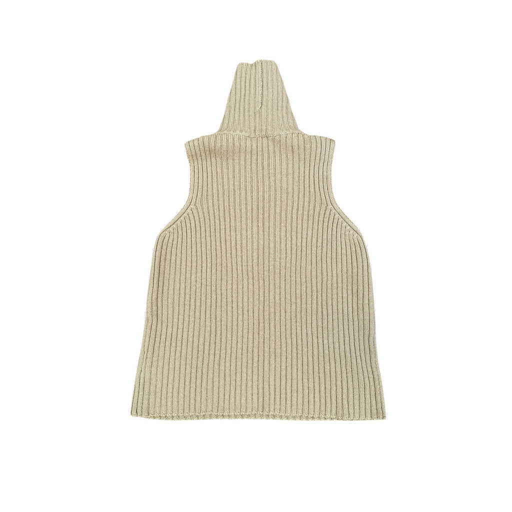 Brown Wool Sleeveless Knitted Rollneck