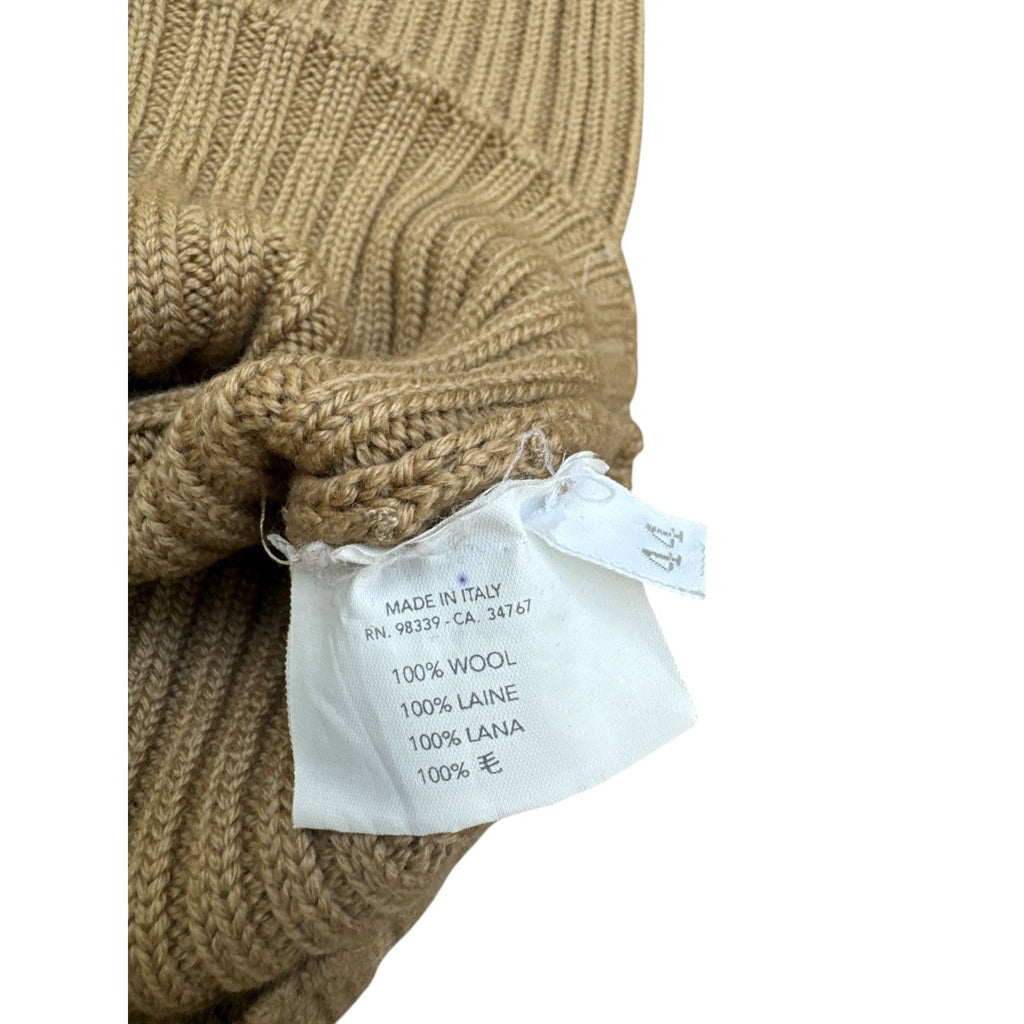 Brown Wool Sleeveless Knitted Rollneck