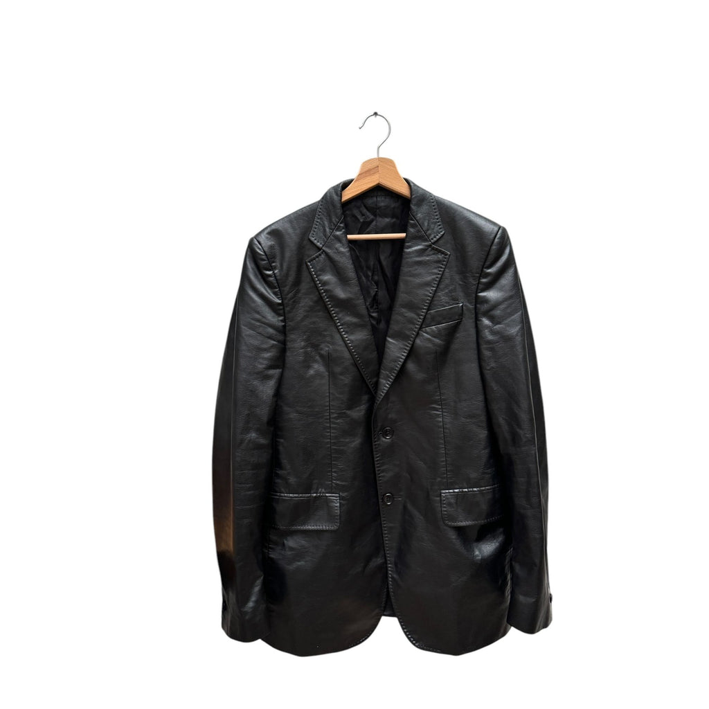 Black Vegan Leather Blazer