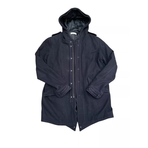 Navy Wool Parka Coat